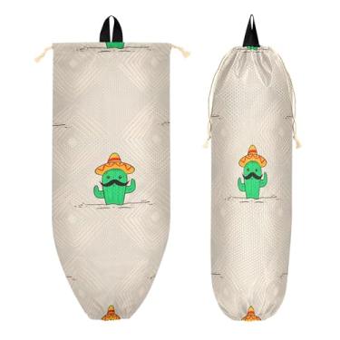 Imagem de xigua Suporte de parede de cactos de desenho animado com cordão 1 pacote, organizador de sacolas de compras reutilizável para bolsas, meias, roupas íntimas e gravatas