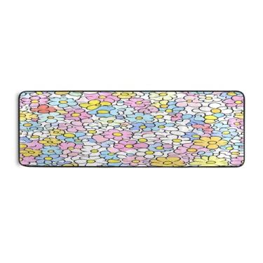 Imagem de Qilmy Tapete de corredor de flores pastéis pequenas 183 x 61 cm, antiderrapante, antifadiga, confortável, tapetes longos, para quarto, sala de estar, banheiro, corredores, entrywa498