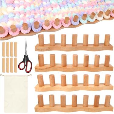 Imagem de Coolrunner Tear de tricô grosso de 149 cm para fazer cobertores, moldura de madeira para cobertores faça você mesmo, cobertor grosso de tamanho ajustável com bolsa de armazenamento, tesoura, fio