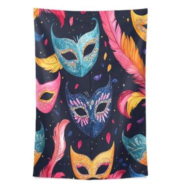 Imagem de STAYTOP Tapeçaria Máscaras de Carnaval Coloridas Tapeçarias de Parede para Decorações de Casa Decoração de Dormitório Sala de Estar Quarto Tapete de Parede (60 × 51 polegadas)