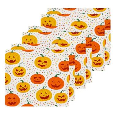 Imagem de Burbuja Toalhas de banho de algodão Pumpkins Spooky Faces, pacote com 6, toalhas de rosto altamente macias e absorventes para banheiro, mão, cozinha, academia, limpeza, 30 x 30 cm