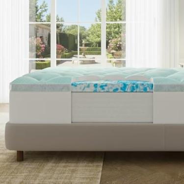 Imagem de Novilla Colchão King King de 10 cm, espuma viscoelástica de gel refrescante de 5 cm com almofada de resfriamento removível de 5 cm, capa de colchão para alívio da dor nas costas, lavável na máquina