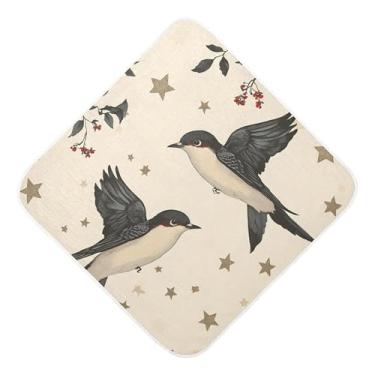 Imagem de Burbuja Toalha de banho de bebê Two Birds Rose - Toalha com capuz de musselina macia e absorvente para recém-nascidos, 89 x 89 cm