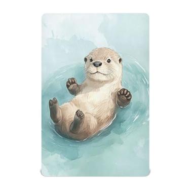 Imagem de Burbuja Lindo lençol de berço de lontra para meninos e meninas, lençol com elástico 71 x 132 cm para colchões de berço padrão e infantil, macio e respirável