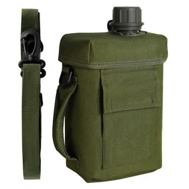 Imagem de MiOYOOW Garrafa de água de 2L, cantina tática portátil de grande capacidade com fivela de alça, copo de bebida à prova d'água para caminhadas, acampamento, esportes
