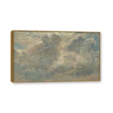 Imagem de NHLDZYH Moldura de teca. John Constable, quadro de tela de romance inglês, paisagem atmosférica, arte de parede com moldura para biblioteca ou sala. (Estúdio de nuvens 26). 50x85cm