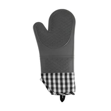 Imagem de Luva de Silicone Térmica Resistente ao Calor Xadrez - Cinza