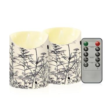 Imagem de Wassud Pacote com 2 velas sem chama Wild Bushes com controle remoto, velas realistas cintilantes com temporizador, velas decorativas para Natal, casamento, festa, decoração de casa pequena