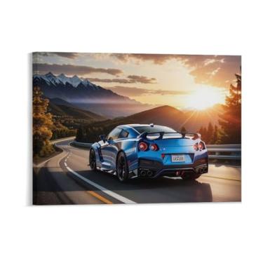 Imagem de HouLaiZhe R35 Jdm carro esporte nascer do sol pôsteres fixes parede parede estética decoração de sala de parede impressões galeria sala decoração de parede para quarto sala de estar escritório 18 x 24