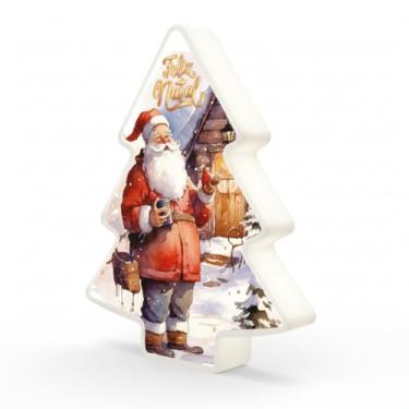 Imagem de Luminária Árvore de Natal Santa Claus – Luz Decorativa Suave – Polietileno Resistente – Uso com LED – Ideal para Salas, Quartos e Ambientes Natalinos