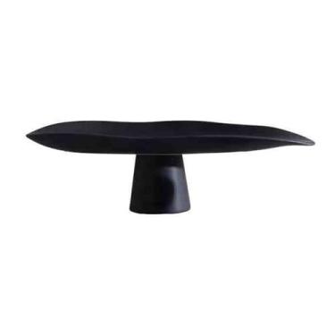 Imagem de Fruteira Fruteira assimétrica com pedestal, estilo minimalista e moderno, ideal para servir aperitivos e decorar a mesa da sala de estar. Decoração de mesa(Preto,Grande)