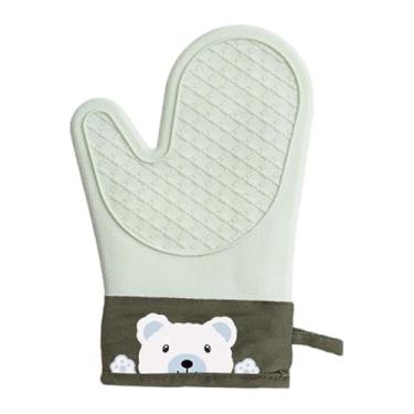 Imagem de Generic Luva de forno de silicone, luva de forno antiderrapante, multiuso, para cozinha, ideal para churrasco e culinária, Urso Verde