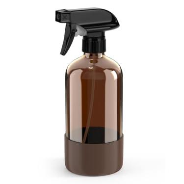 Imagem de Bontip Frasco de spray de vidro com proteção de silicone, conjunto de frascos de spray de vidro âmbar de 473 ml para limpador de janelas, aromaterapia, hidratação facial, regar flores, cuidados com o