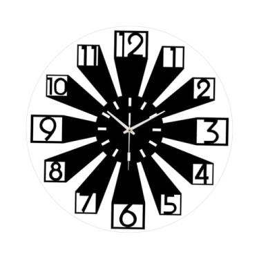 Imagem de Fenteer Relógio de parede silencioso com numerais arábicos decorativos, para pendurar na parede da sala de estar, quarto infantil, banheiro, bar ou quarto, 30cm