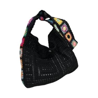 Imagem de Bolsa Tote Boho De Grande Capacidade Multicolorida, Bolsa De Crochê Fl