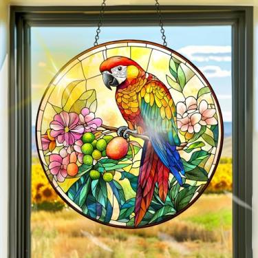 Imagem de Apanhador solar de acrílico colorido, decoração de janela suspensa de papagaio, arte de parede de arco-íris, para sala de estar, quarto, varanda, decoração de jardim interno e externo, 19 x 19 cm