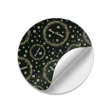 Imagem de Autocolantes Adesivos Redondos Natal Guirlanda com Flocos de Neve 25 Unidades - Tamanho 30x30cm