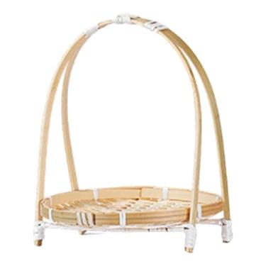 Imagem de Generic Cesta de bambu trançado para frutas, legumes e outros alimentos, com alça, ideal para servir pão e outros alimentos na sala de estar ou no café, Único 19x13cm
