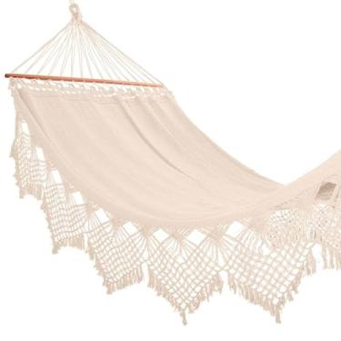 Imagem de Rede de Dormir Casal Grande com Madeira Luxo Reforçada para Descanso(Crua)