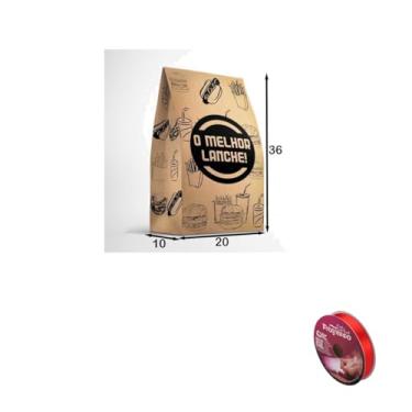Imagem de Kit Saco SOS 10kg Impresso Lanche C/50 + Fita Cetim Rolo 15mmX50mts