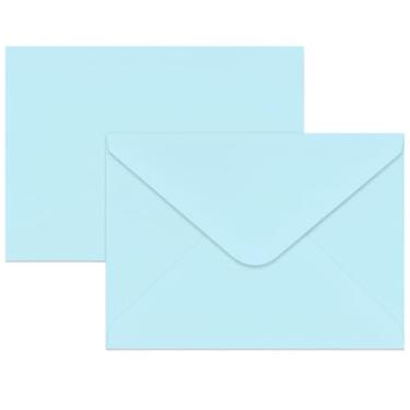 Imagem de Envelopes A7 Pacote com 100 envelopes azuis celeste 5 x 7 V envelopes de convite com aba, perfeito para fotos de 13 x 7 cm, cartões de 13 x 18 cm, convite, casamento, anúncios, chá de bebê - 13,3 cm x