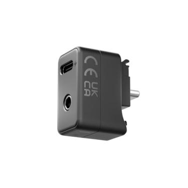 Imagem de Adaptador de microfone externo para câmera Insta360 X5, portas de áudio de 3,5 mm e tipo C