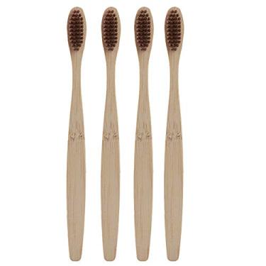 Imagem de Dioche 50 Pçs Escovas de Dentes de Bambu Escova de Dentes Macia Com Aperto Perfeito para Limpeza Suave e Proteção de Goma (BROWN)