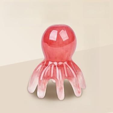 Imagem de Ferramenta de massagem de cabeça de polvo, design ergonômico, resina de cristal natural, pontos de acupressão precisos, massageador de couro cabeludo, massagem corporal, ferramenta de relaxamento