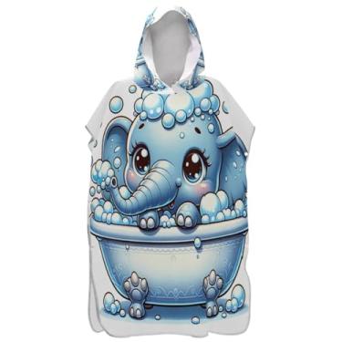 Imagem de Joisal Roupão de mudança de poncho de surfe para Adul toalha de banho com capuz masculino e feminino poncho com capuz elefante fofo