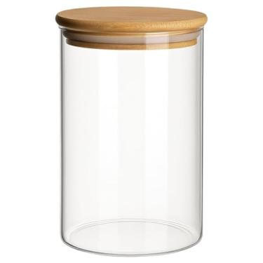 Imagem de Pote de Vidro Borossilicato Hermético 1000ml com Tampa de Bambu e Vedação de Silicone para Conservação de Alimentos