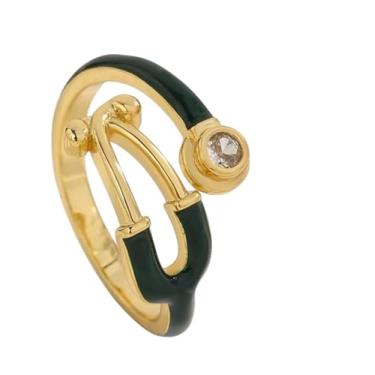 Imagem de DETCHD Anel estetoscópio (verde) para mulheres anel ajustável enfermeira médica joias presentes de formatura para estudantes de medicina