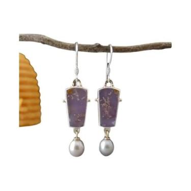 Imagem de Pedra turquesa assimetria oscila brincos para mulheres, jóias ciganas 