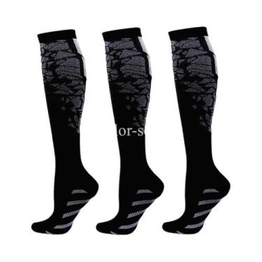 Imagem de Meias De Compressão Com Estampa Floral, Pacote Com 3 Pares Para Homens