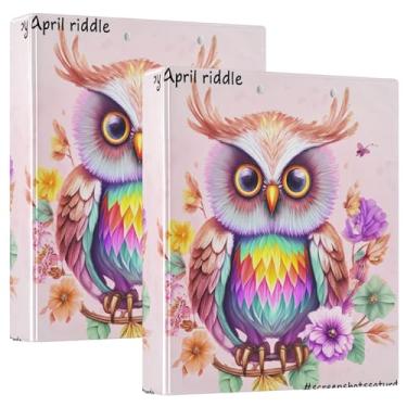 Imagem de Fichários Spring Owl Fairy de 3,8 cm, 3 anéis, 200 folhas, pastas, caderno, anel redondo, fichário de apresentação, 31,5 x 27 x 6 cm, pacote com 2