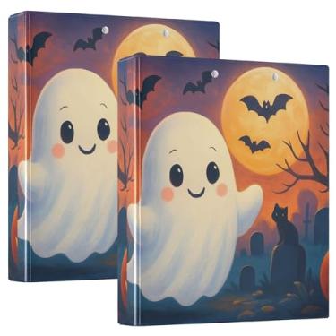 Imagem de Fichários fofos de desenho animado de Halloween com 3 argolas, 200 folhas, caderno, anel redondo, 31,5 x 27 x 6 cm, 1 pacote