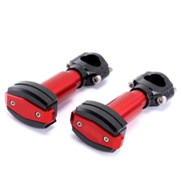 Imagem de Barras de colisão de fixação para motocicleta, proteções antiimpacto de liga de alumínio resistente para tubos de 25 mm-32 mm, conjunto universal de 2 C (modelo: par pequeno/vermelho ajuste diâmetro