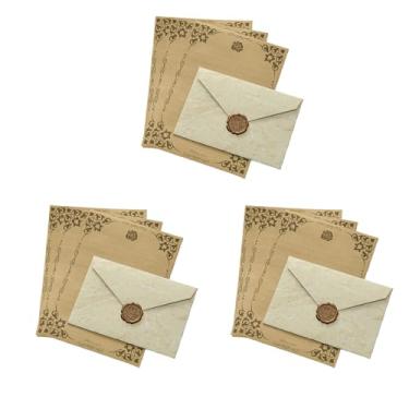 Imagem de Envelopes A6 vintage multicoloridos, pacote com 10 – Papelaria de veludo para cartas de amor e convites (1 envelope bege + 3 folhas de papel de carta rosa de couro + 1 pedaço de adesivo de verniz/3