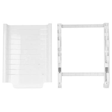 Imagem de Organizador de armazenamento de geladeira Pull Rack de prateleira de gaveta para armazenamento de cozinha armazenamento de alimentos PP branco Material 25 x 19,5 x 9cm