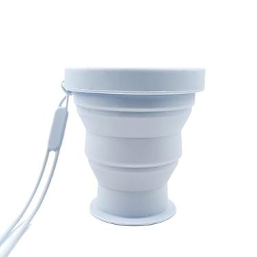 Imagem de Copo de viagem dobrável de silicone, copo de acampamento dobrável de silicone com tampas, copo expansível para caminhadas, viagens ao ar livre (azul)