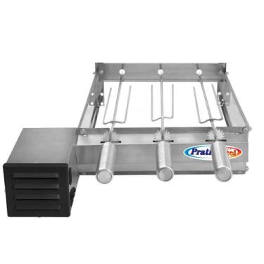 Imagem de Churrasqueira Eletrica Grill Baixo 3 Espetos Inox Giratório - Pratic M