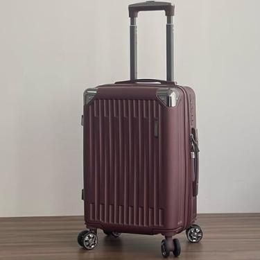 Imagem de Mala de Bordo ABS 10kg 17” a 21” Polegadas Mala de Viagem com Rodinhas 360° Cadeado Código (Vinho-18”(9KG) Modelo-DDD333)