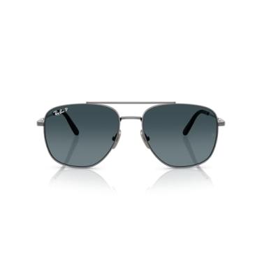 Imagem de Óculos de Sol Ray-Ban Polarizado William Titanium 0RB8097 165/S3 Tam 59 / Chumbo - Lentes Azul Gradiente