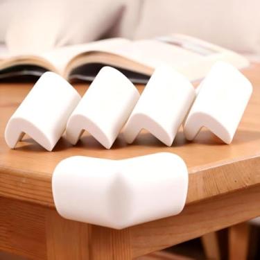 Imagem de Pacote com 4 protetores de canto para impermeabilização de bebês, protetores de borda de espuma macia para cantos de móveis e mesa, protetores de canto em forma de L com adesivo 3M pré-colado (branco)