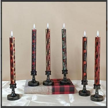 Imagem de XINAOBAOLUO 6 velas cônicas sem chamas com controle remoto de 10 teclas operadas por bateria castiçais de LED, chamas cintilantes, realistas, para decoração de Natal e Halloween