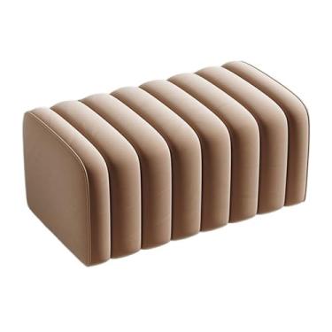 Imagem de Armários para sapatos com prateleiras para sapatos Banco de entrada para casa, banco simples para roupas, sala estar, sofá, cor sólida, cabeceira retangular(Khaki,60cm)