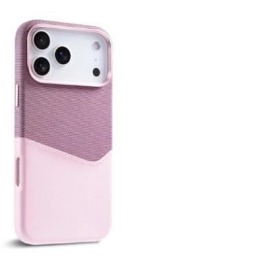 Imagem de SFDSUH Capa Carteira de Luxo em Couro com Compartimento para Cartões e Fecho Magnético para iPhone 16 Pro Max, Botões Metálicos e Revestimento em Tecido Colorido (Rosa)