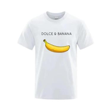 Imagem de Camiseta Masculina De Verão 100% Algodão Com Estampa Engraçada De Bana