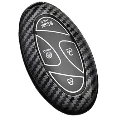 Imagem de Capa de chave de carro de fibra de carbono compatível com Hyundai Kona N-Line 2024/Elantra SEL 2024/IONIQ 6 2023 acessórios(A 7 BUTTON)