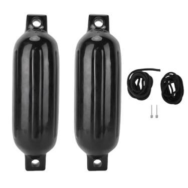 Imagem de Eujgoov Pára-choques de Barco Inflável, Pára-choques de Doca de Barco Leve Em PVC Com Cordas e Agulhas, 11x40cm Marinho Portátil para Iates, Veleiros, Caiaques, Pesca (Preta)