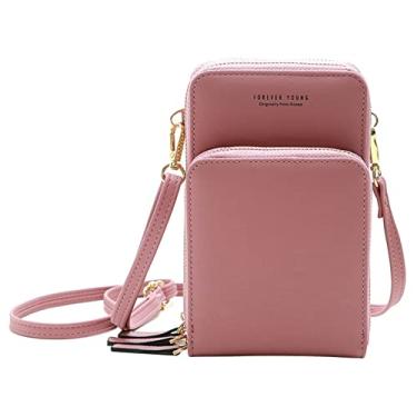 Imagem de Bolsa transversal feminina com alça ajustável padrão sólido zíper de ombro multipropósito estojo mala para uso diário viagens e compras